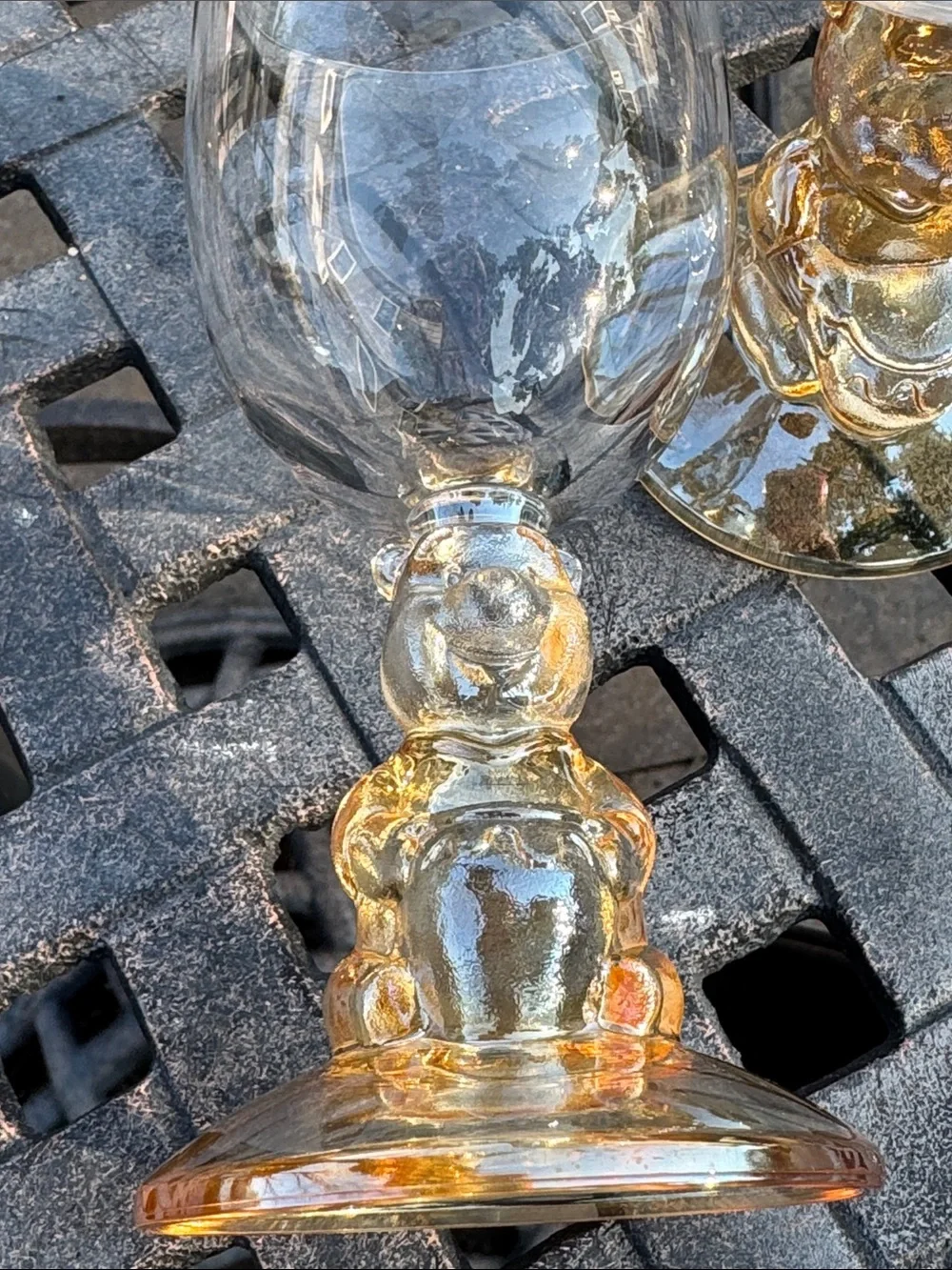 Vintage Walt Disney WINNIE THE POOH Amber Glass goblets